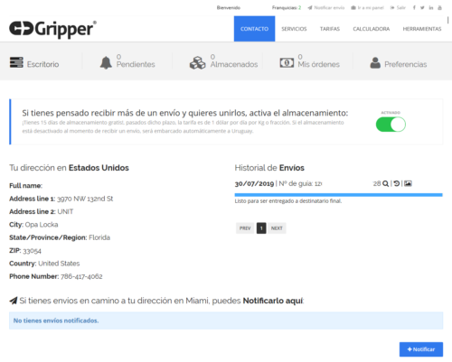 Panel de Gripper
